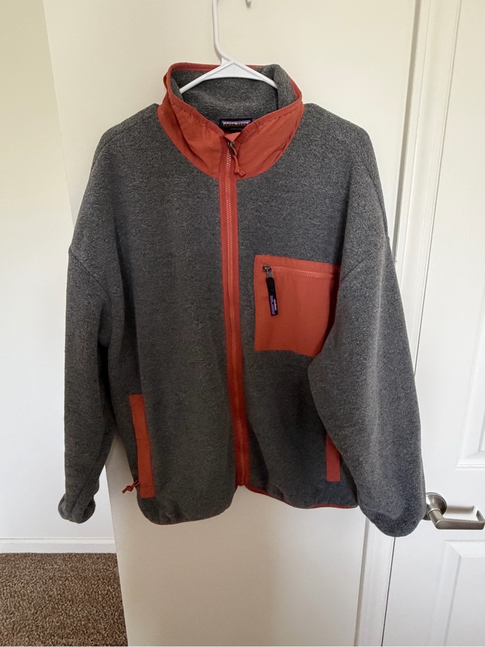 Patagonia Women’s Gray Fleece Jacket with Rust Accents